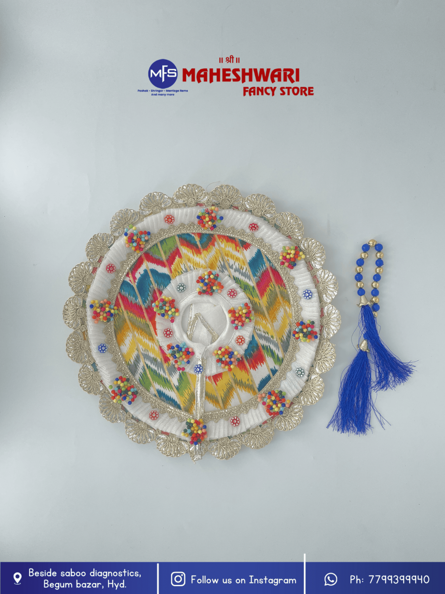 Maheshwari Fancy Store - Colorful White Laddugopal Poshak